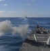 USS Ralph Johnson Fires Mark 45 5-inch gun