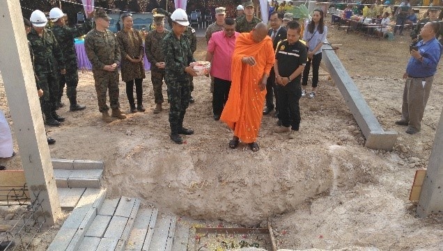 U.S., Thai and Partner-Nation Forces Participate in Pillar Raising Ceremony as Part of Engineering Civic Action And Community Relations Projects Before Exercise Cobra Gold 2020