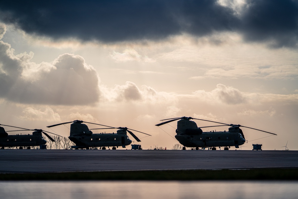 Winter sunset at Katterbach Army Airfield