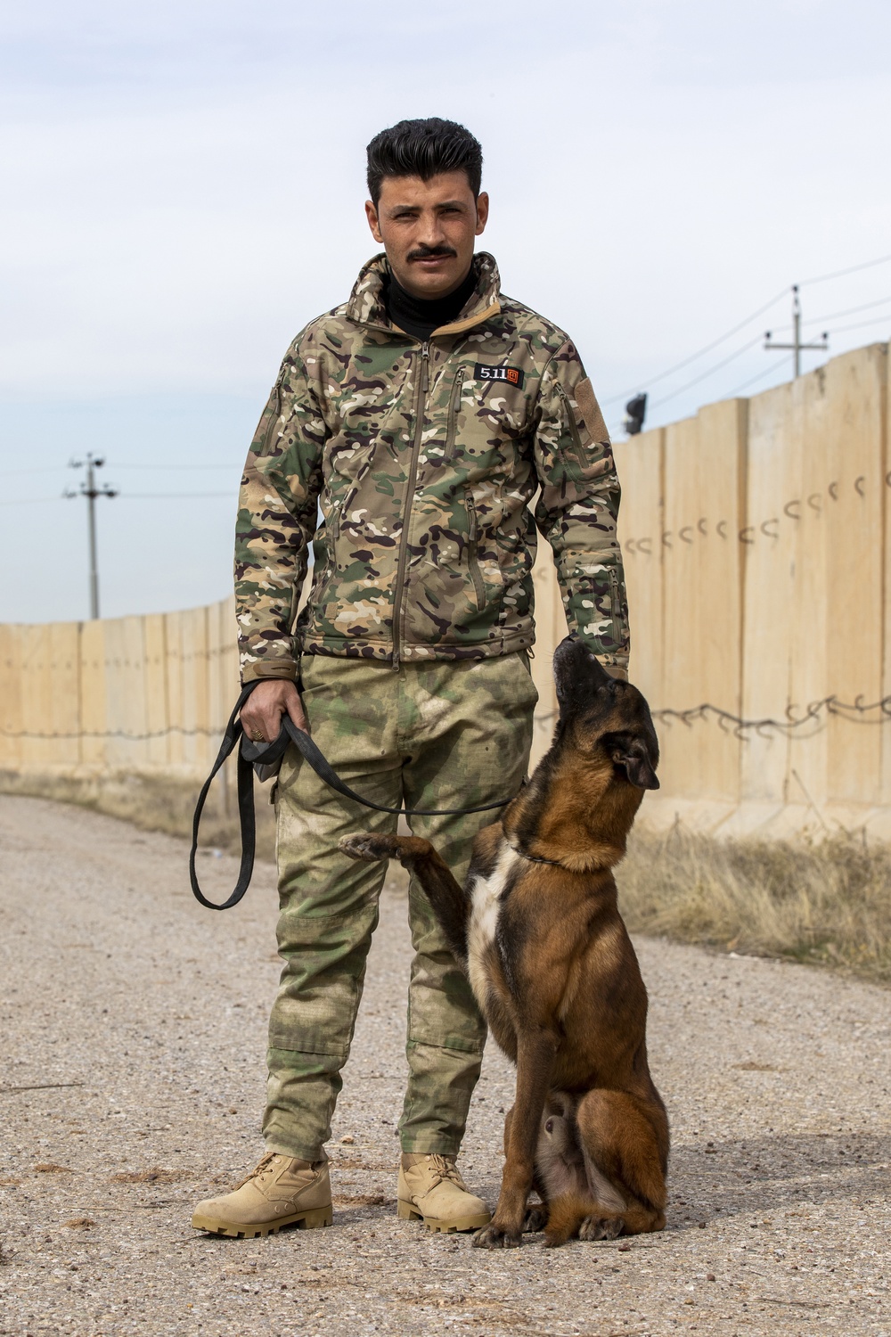 Peshmerga soldiers train mine detection dogs