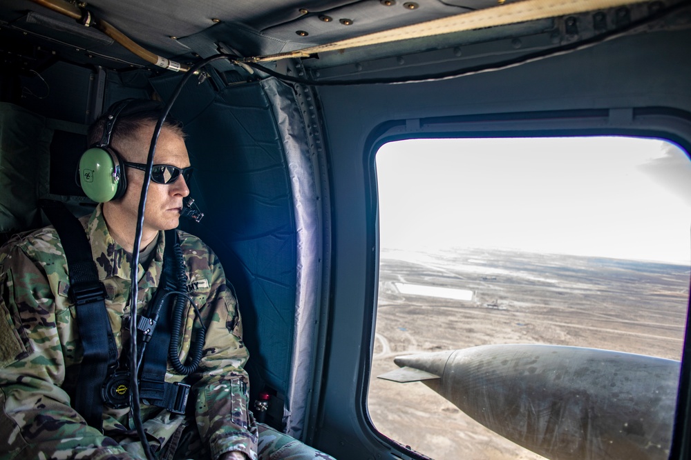 U.S. Maj. Gen. looks out window in the U.S. CENTCOM area