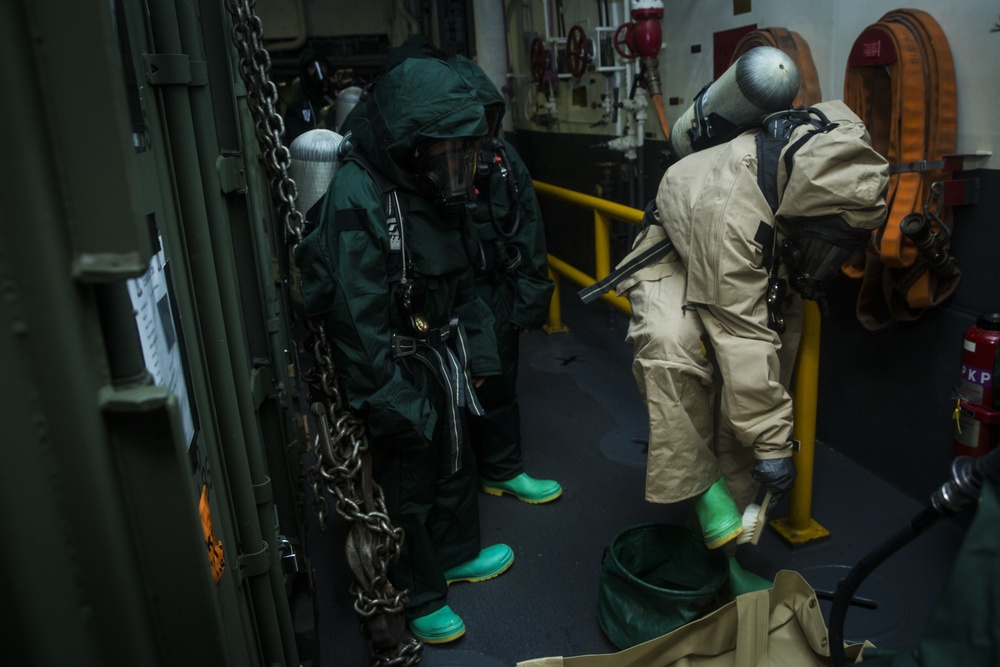 31st MEU CBRN team conducts equipment familiarization aboard USS America (LHA 6)