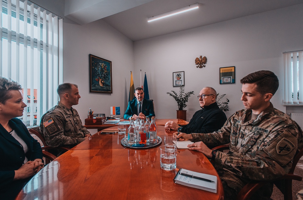 NATO Battle Group Poland commander meets with the Mayor of Orzysz, Poland