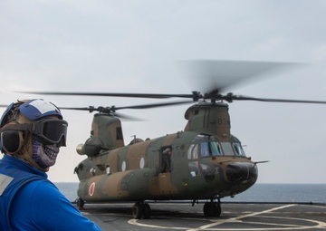Japan Ground Self-Defense Force conducts flight operations aboard USS Germantown