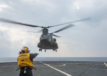 Japan Ground Self-Defense Force conducts flight operations aboard USS Germantown