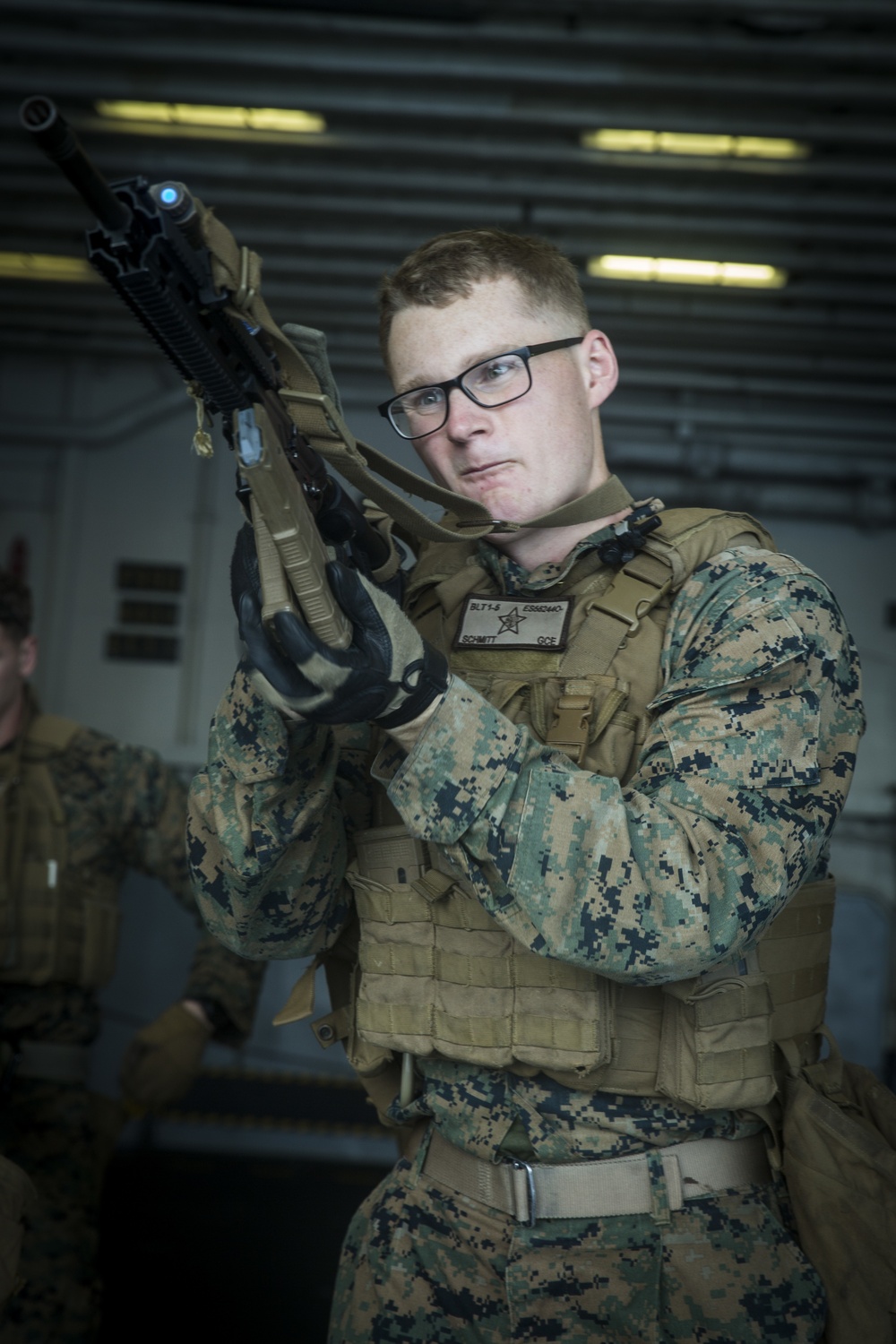 BLT 1/5, 31st MEU Marines conduct weapons handling rehearsal aboard USS America (LHA 6)