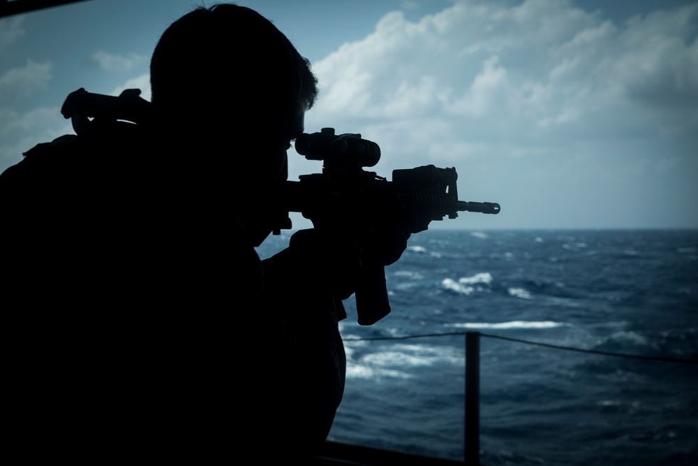 BLT 1/5, 31st MEU Marines conduct weapons handling rehearsal aboard USS America (LHA 6)