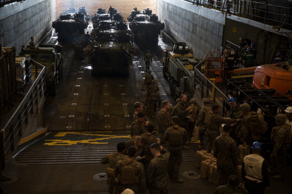 Splash! BLT 1/5 Marines disembark the USS Greenbay