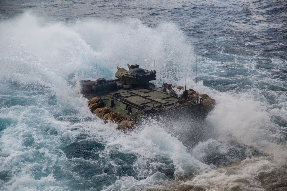 Splash! BLT 1/5 Marines disemark the USS Green Bay