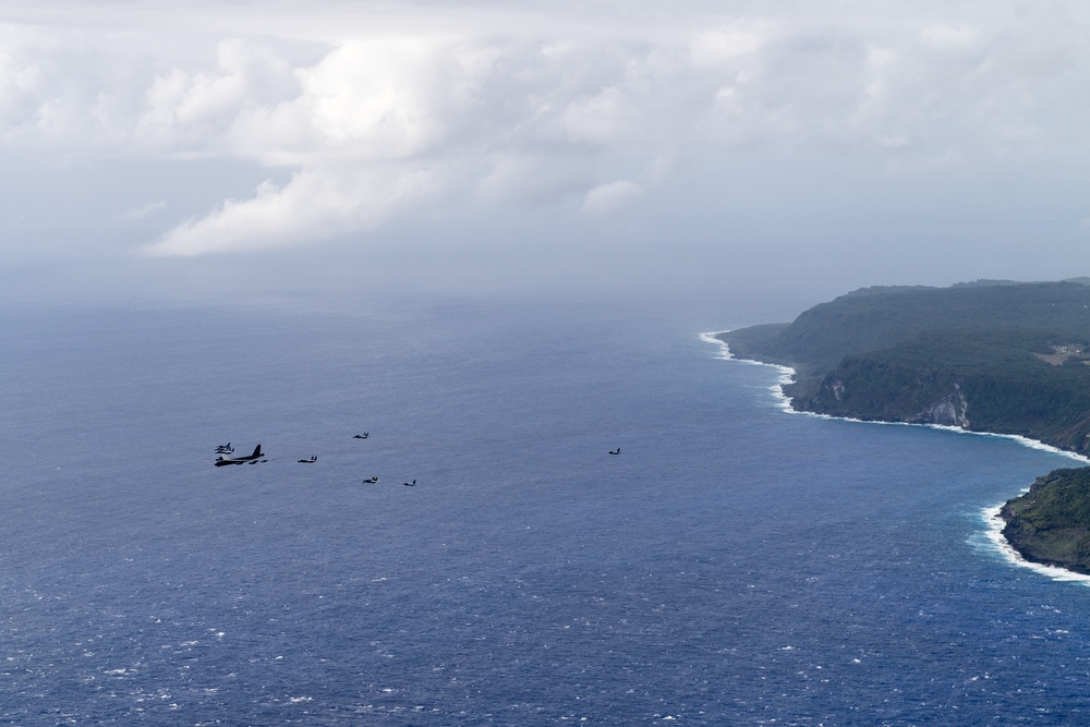 U.S., Japan Air Self-Defense Force, and Royal Australian Air Force Fly in Mass Formation