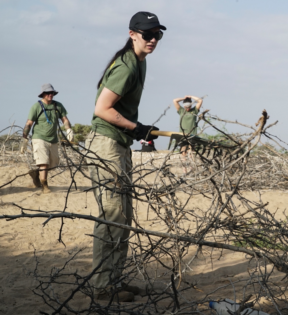 Service members volunteer to clear local wildlife sanctuary