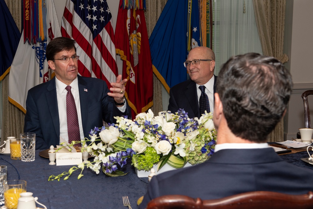 Secretary of Defense, Mark T. Esper, hosts Industry Breakfast at the Pentagon.