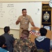 Commodore, Navy Recruiting Region West speaks with South Texas NJROTC Students