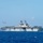 A large U.S. Navy amphibious assault ship bearing the hull number '6' is underway on open blue ocean waters. Multiple aircraft are visible on the flight deck, and a tiltrotor aircraft (MV-22 Osprey) is airborne just off the port bow. An American flag is visible on the ship's island superstructure.