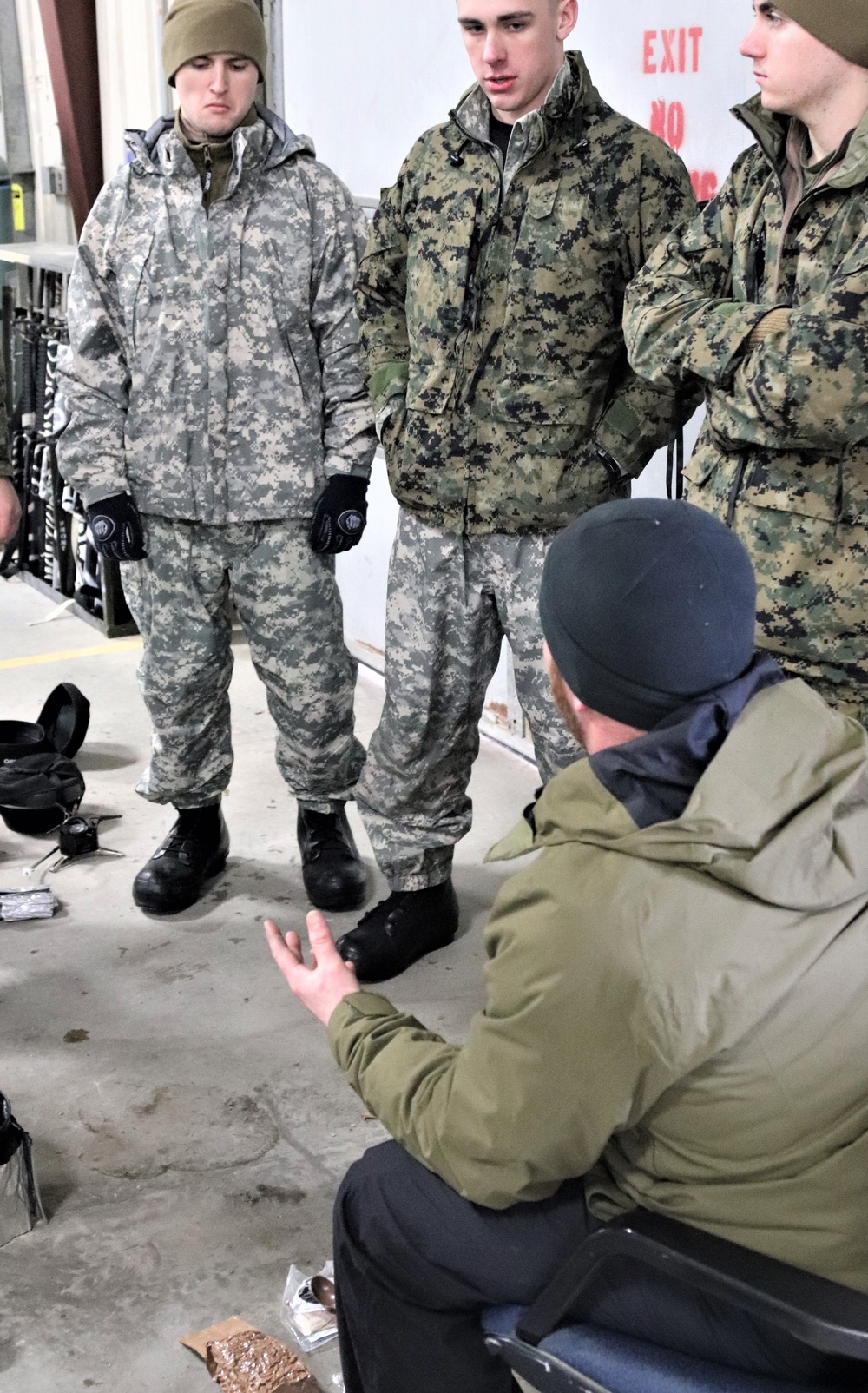 Cold-Weather Operations Course Class 20-03 students learn about equipment during training at Fort McCoy