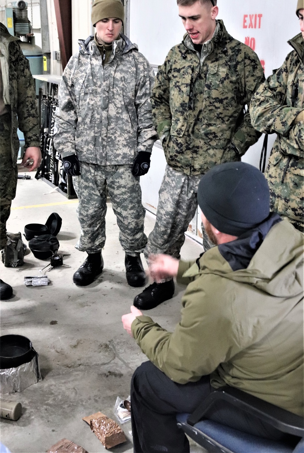 Cold-Weather Operations Course Class 20-03 students learn about equipment during training at Fort McCoy