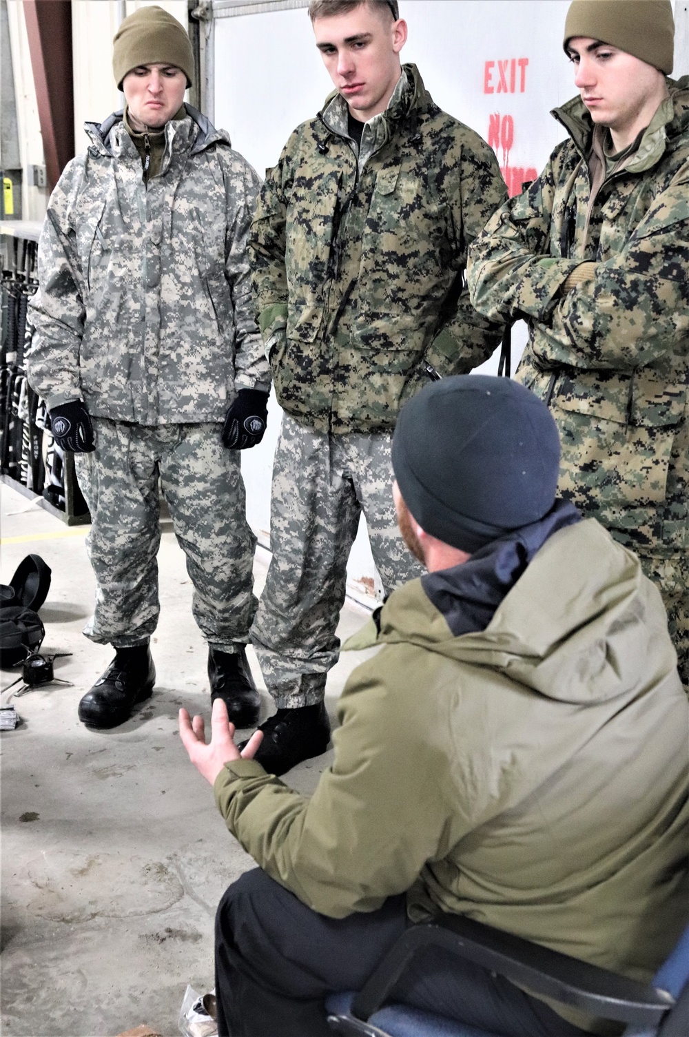 Cold-Weather Operations Course Class 20-03 students learn about equipment during training at Fort McCoy