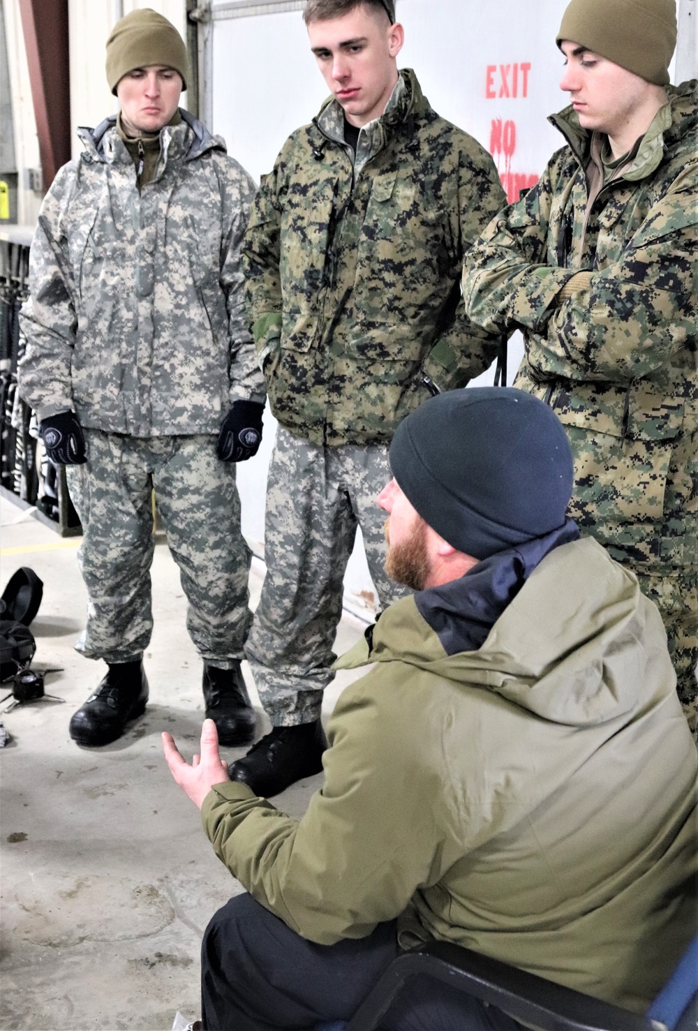 Cold-Weather Operations Course Class 20-03 students learn about equipment during training at Fort McCoy