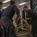 US Sailors prepare to leave port