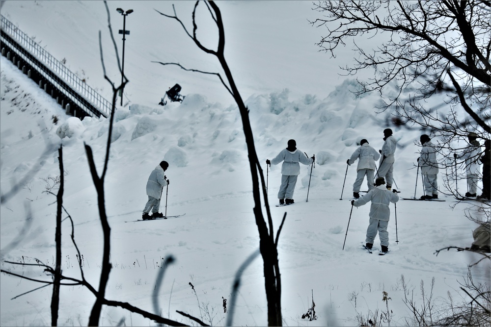 Cold-Weather Operations Course Class 20-03 students learn skiing techniques at Fort McCoy