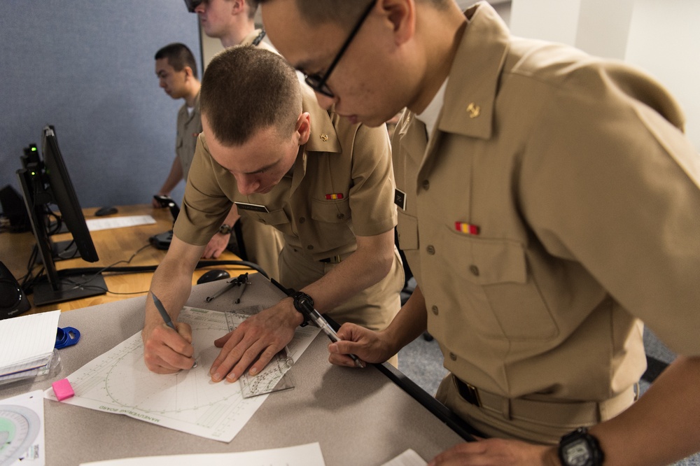 200219-N-TE695-0011 NEWPORT, R.I. (Feb. 19, 2020) -- Navy Officer Candidate School maneuvering board training