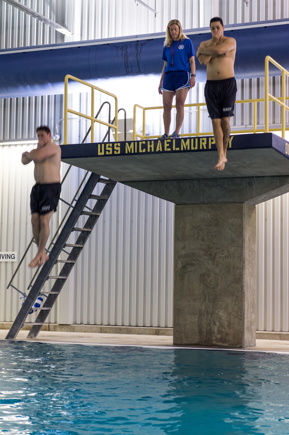 200221-N-TE695-0003 NEWPORT, R.I. (Feb. 21, 2020) -- Navy Limited Duty Officer/Chief Warrant Officer Academy (LDO/CWO) students take second class swim test