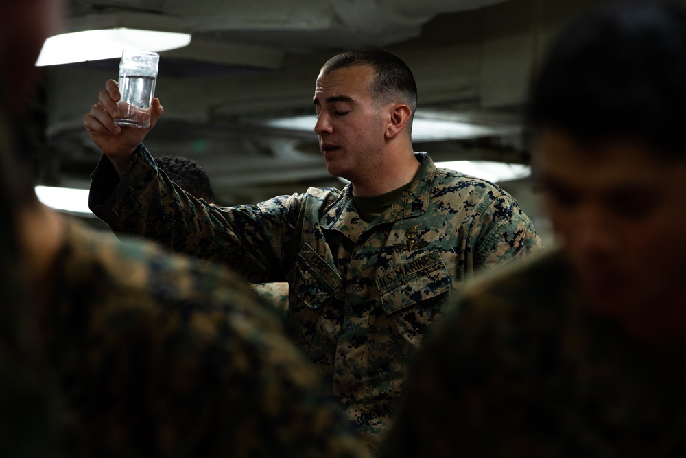 Say it ain’t so! 31st MEU Marine, Sailors conduct mess night aboard USS America