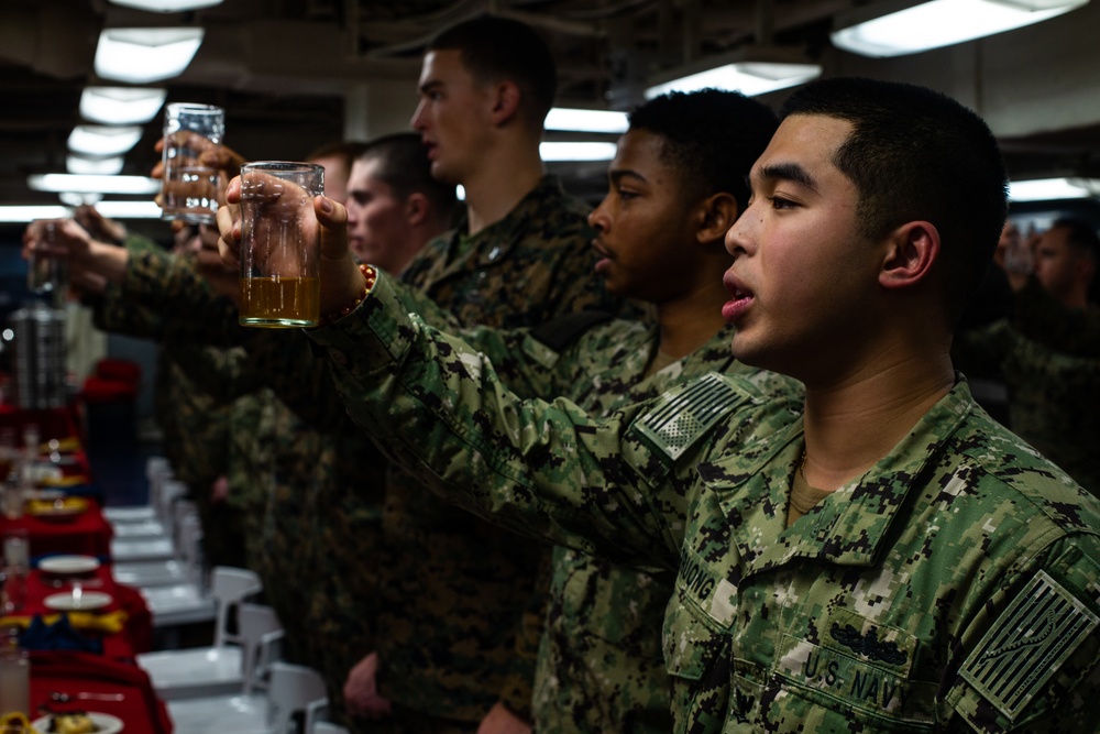 Say it ain’t so! 31st MEU Marine, Sailors conduct mess night aboard USS America