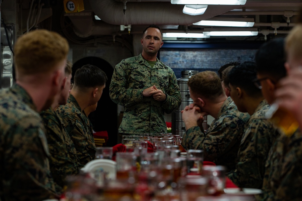 Say it ain’t so! 31st MEU Marine, Sailors conduct mess night aboard USS America