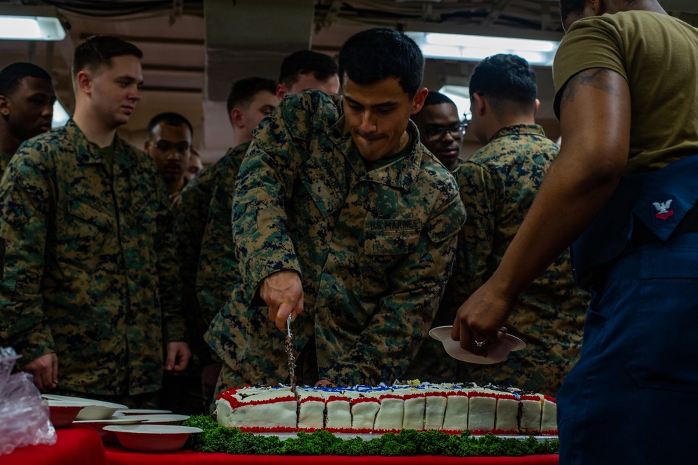 Say it ain’t so! 31st MEU Marine, Sailors conduct mess night aboard USS America