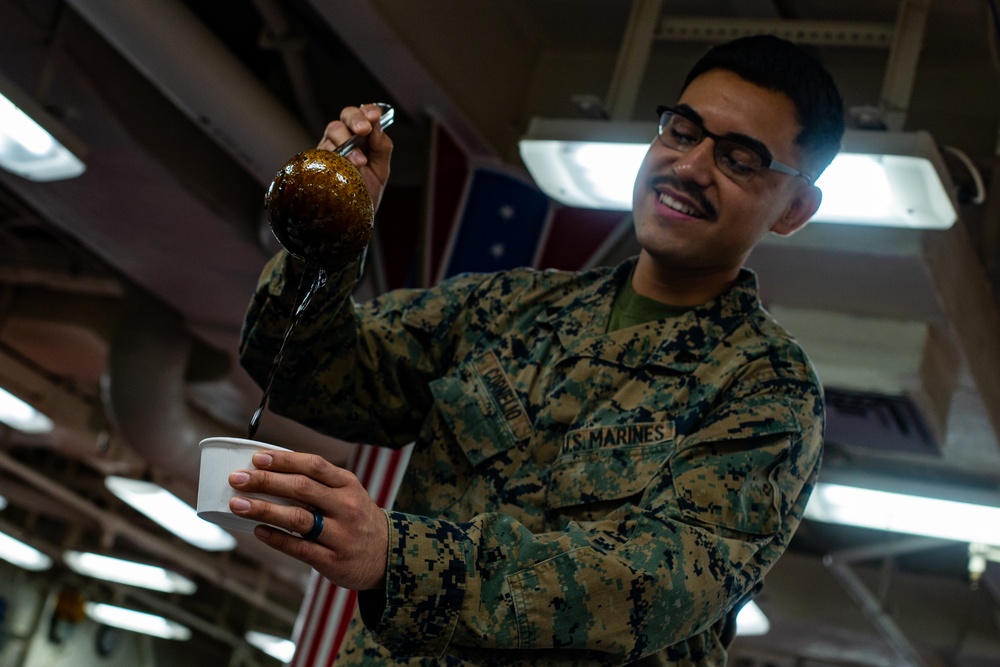 Say it ain’t so! 31st MEU Marine, Sailors conduct mess night aboard USS America