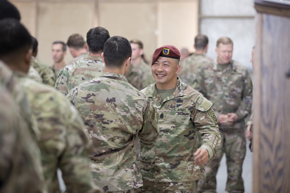 Command Sgt. Maj. Thinh T. Huynh of the 1st Battalion, 504th Parachute Infantry Regiment, 82nd Airborne Division