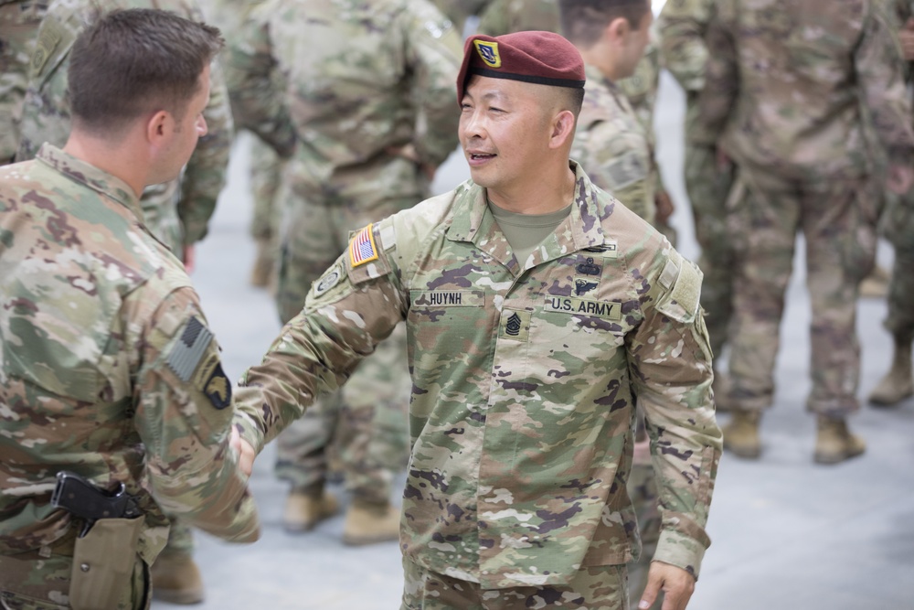 Command Sgt. Maj. Thinh T. Huynh of the 1st Battalion, 504th Parachute Infantry Regiment, 82nd Airborne Division