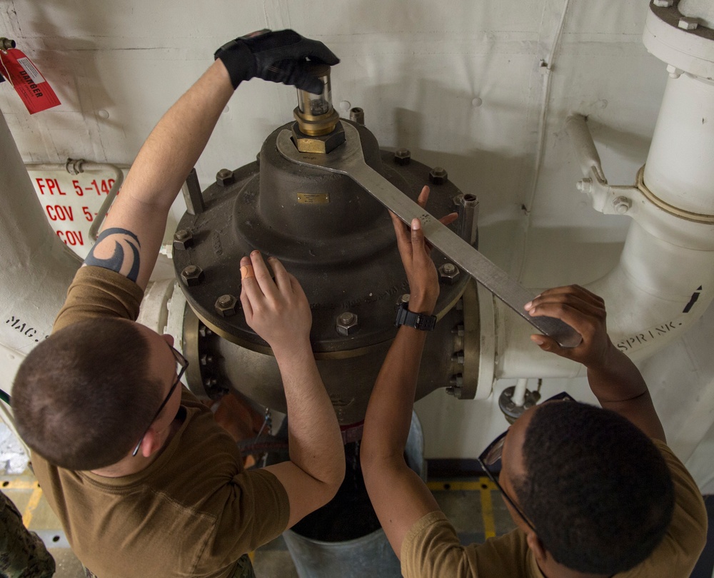 GHWB Sailors Disassemble Sprinkler System