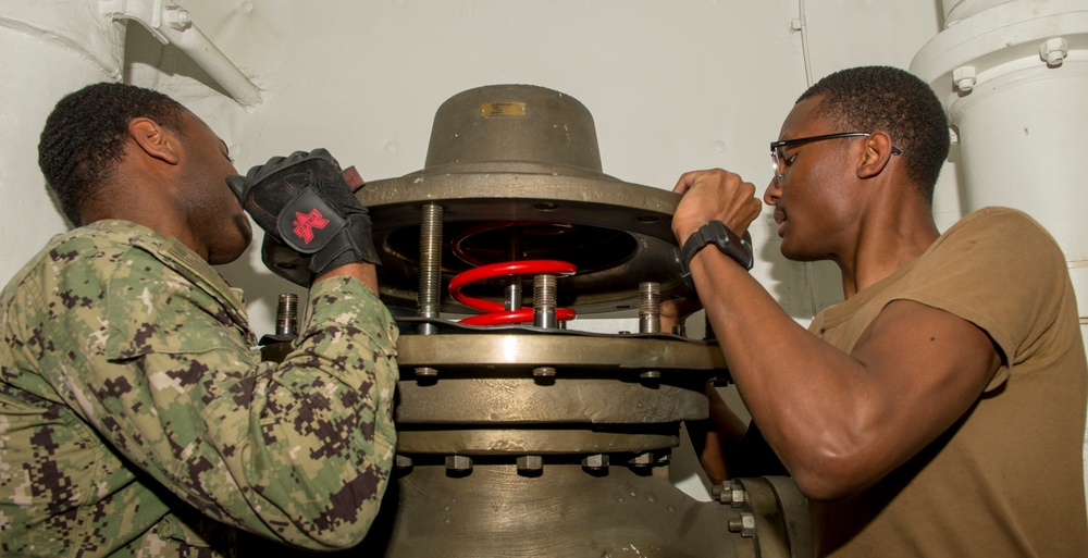 GHWB Sailors Disassemble Sprinkler System