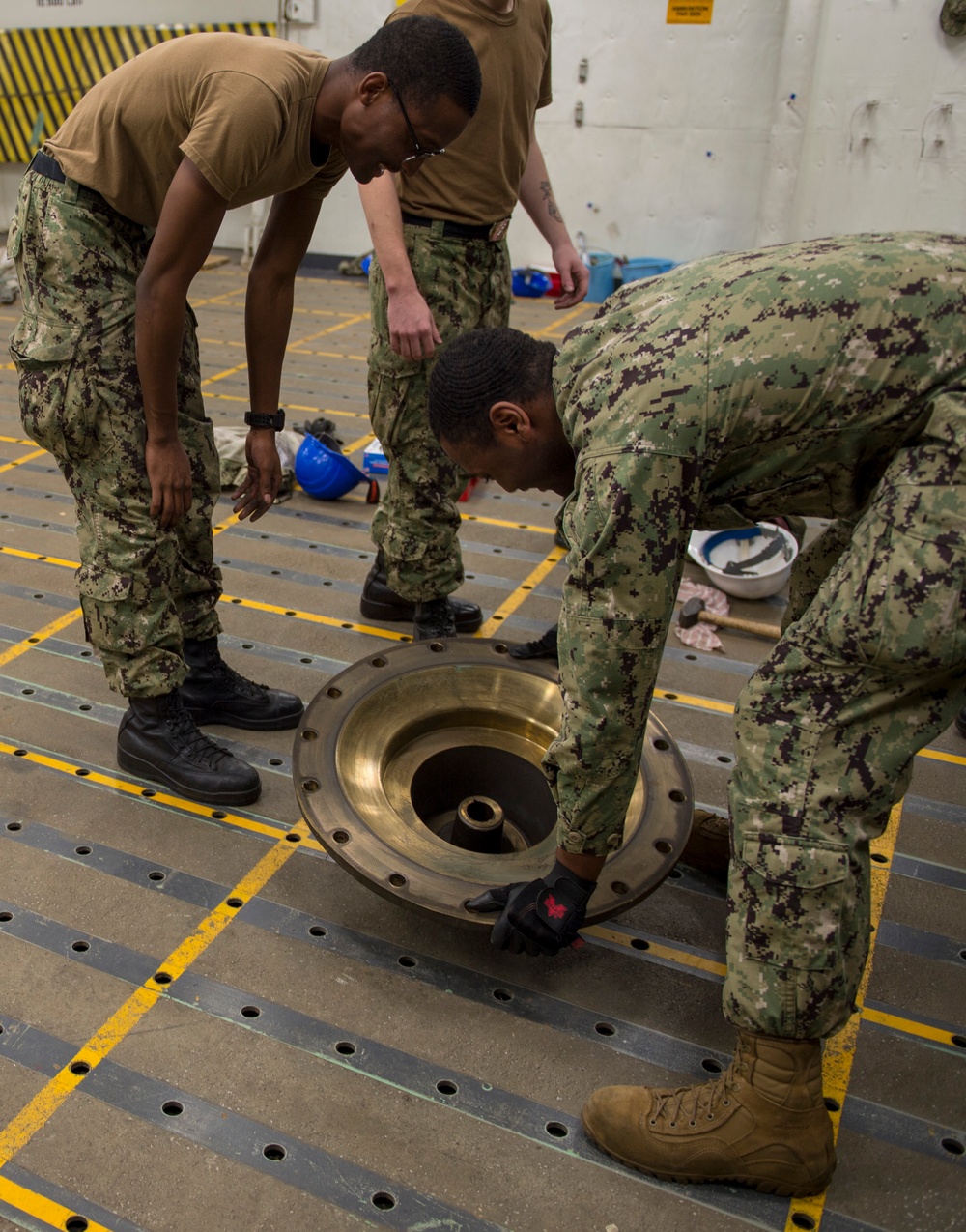 GHWB Sailors Disassemble Sprinkler System