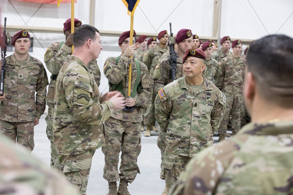 Command Sgt. Maj. Thinh T. Huynh of the 1st Battalion, 504th Parachute Infantry Regiment, 82nd Airborne Division