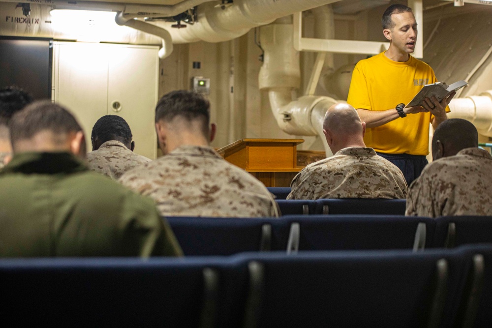 Sailors attend chapel services