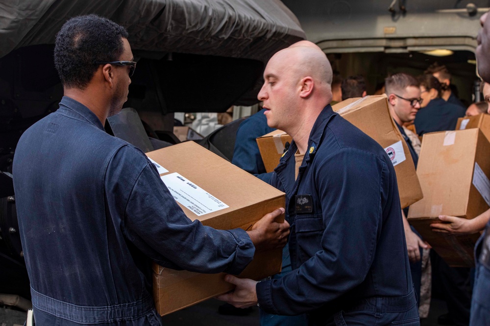 USS New York completes a RAS with the USNS William Mclean