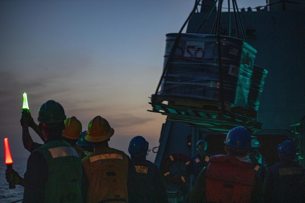 USS New York completes a RAS with the USNS William Mclean