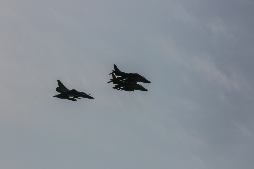 Harrier, Mirage flyover