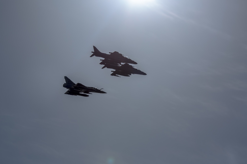 Harrier, Mirage flyover