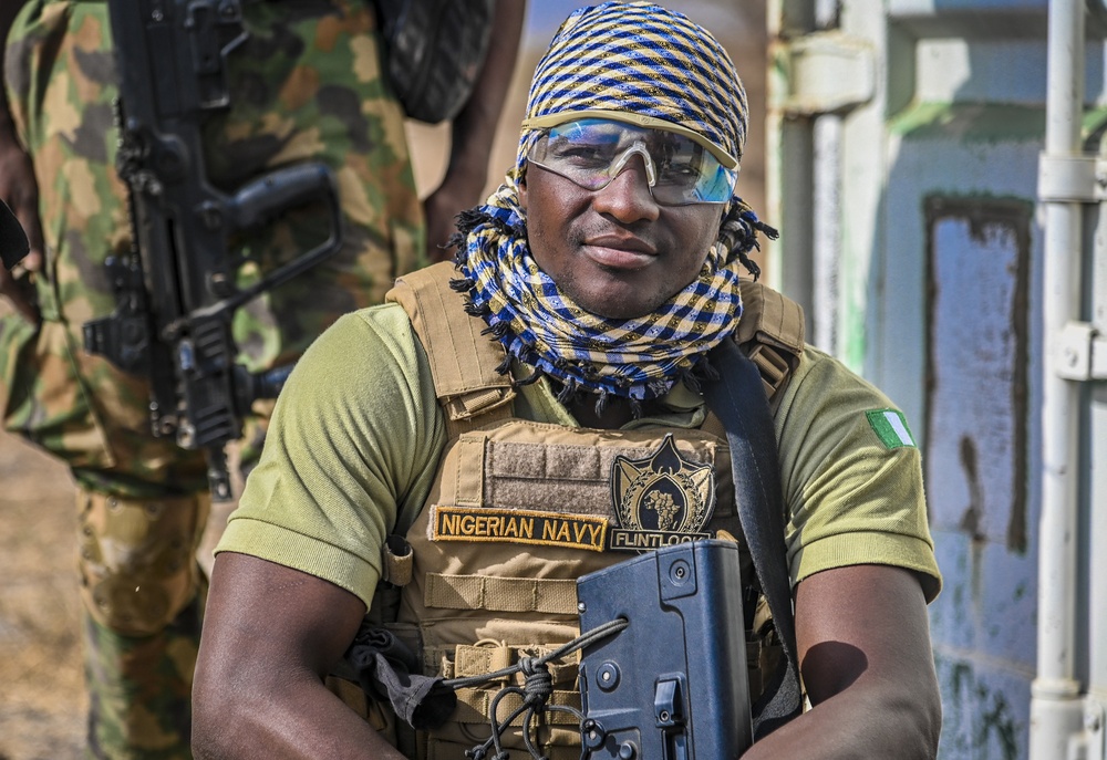 A Nigerian Sailor poses for a photograph during FLINTLOCK 20