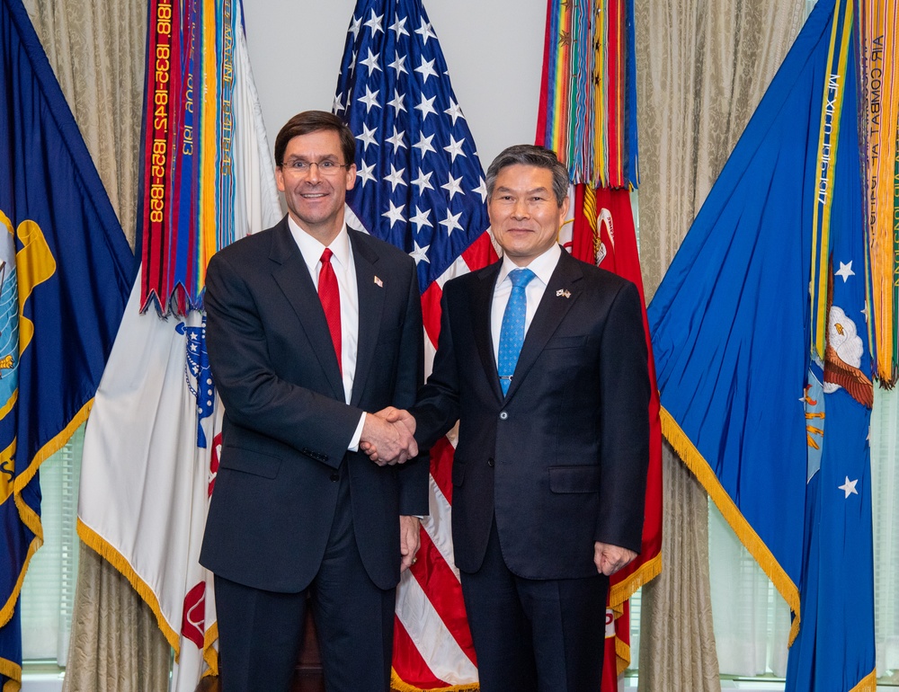 SecDef Esper Host Bilateral with ROK Defense Minister