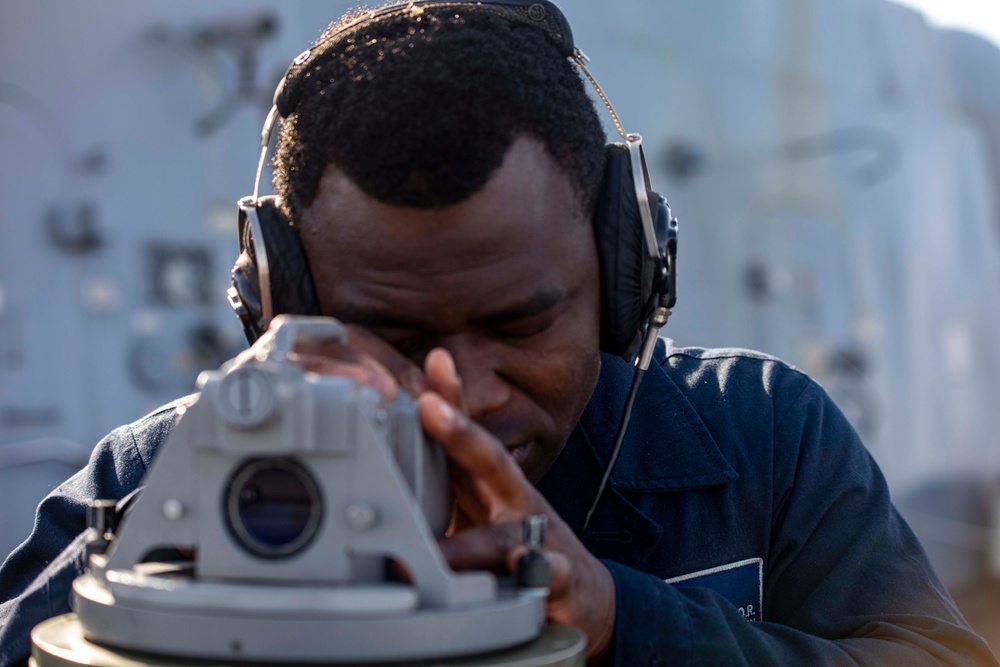 Sailors stand watch during sea and anchor detail