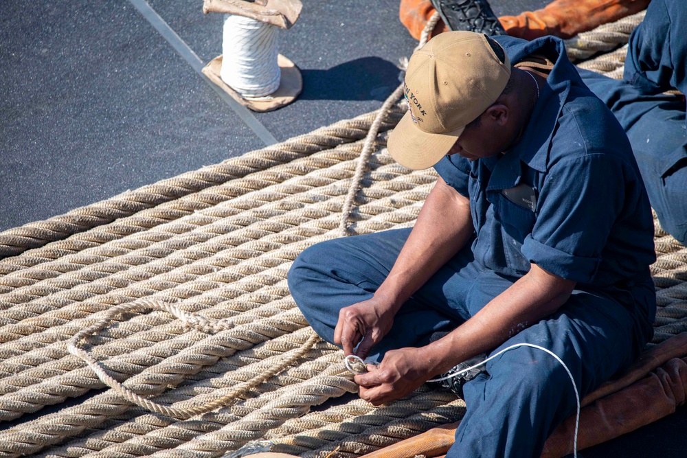 Sailors stand watch during sea and anchor detail