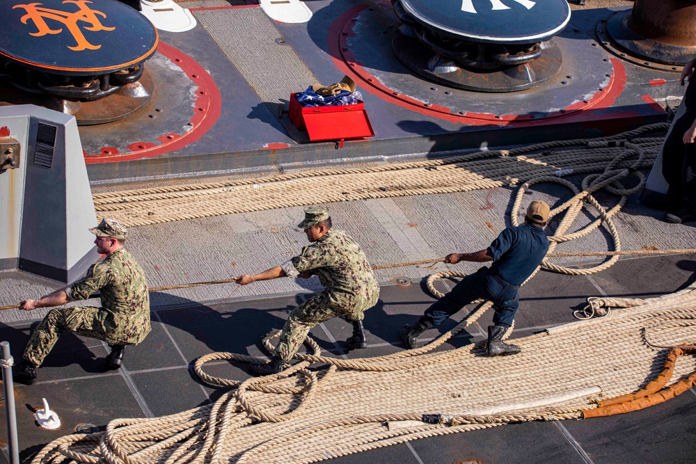 Sailors stand watch during sea and anchor detail