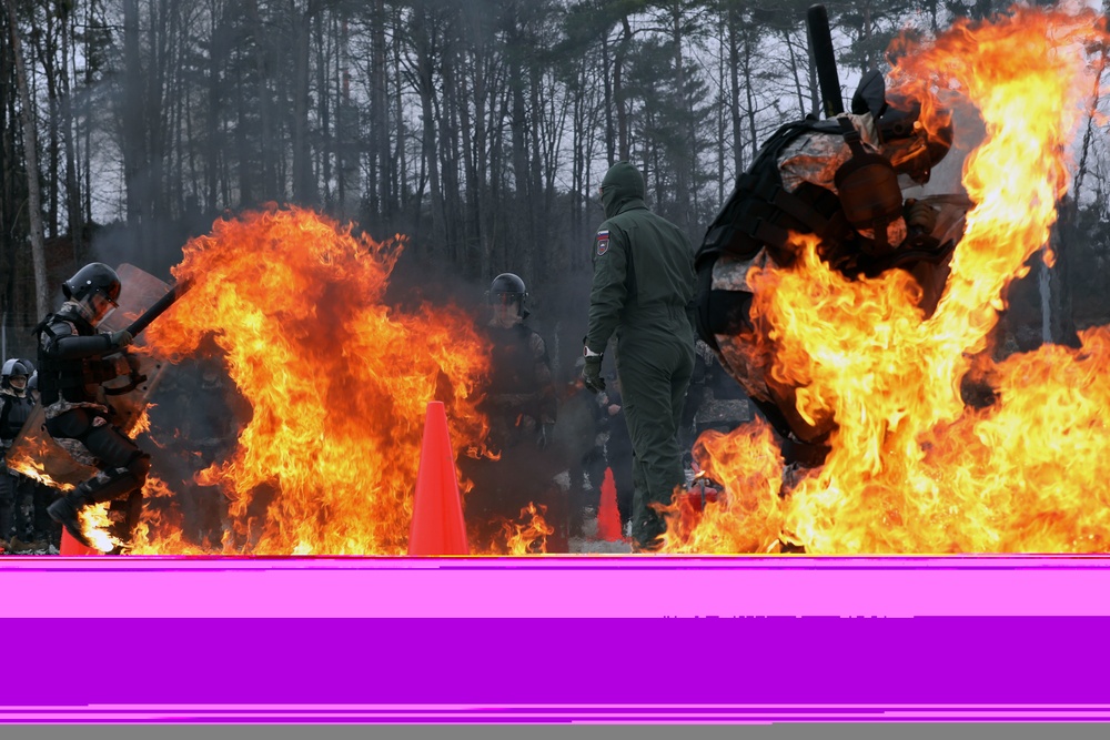 U.S. Army Soldiers and partner nations participate in fire-phobia training