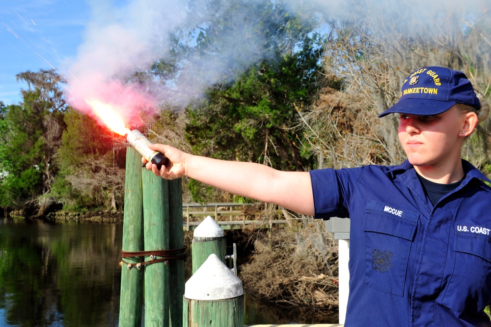 Coast Guard distress signal training