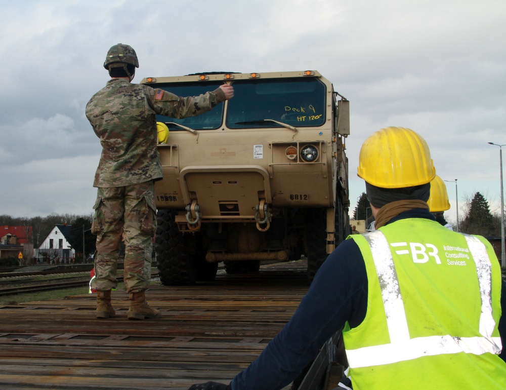 15th BSB load vehicles at Skwierzyna railhead